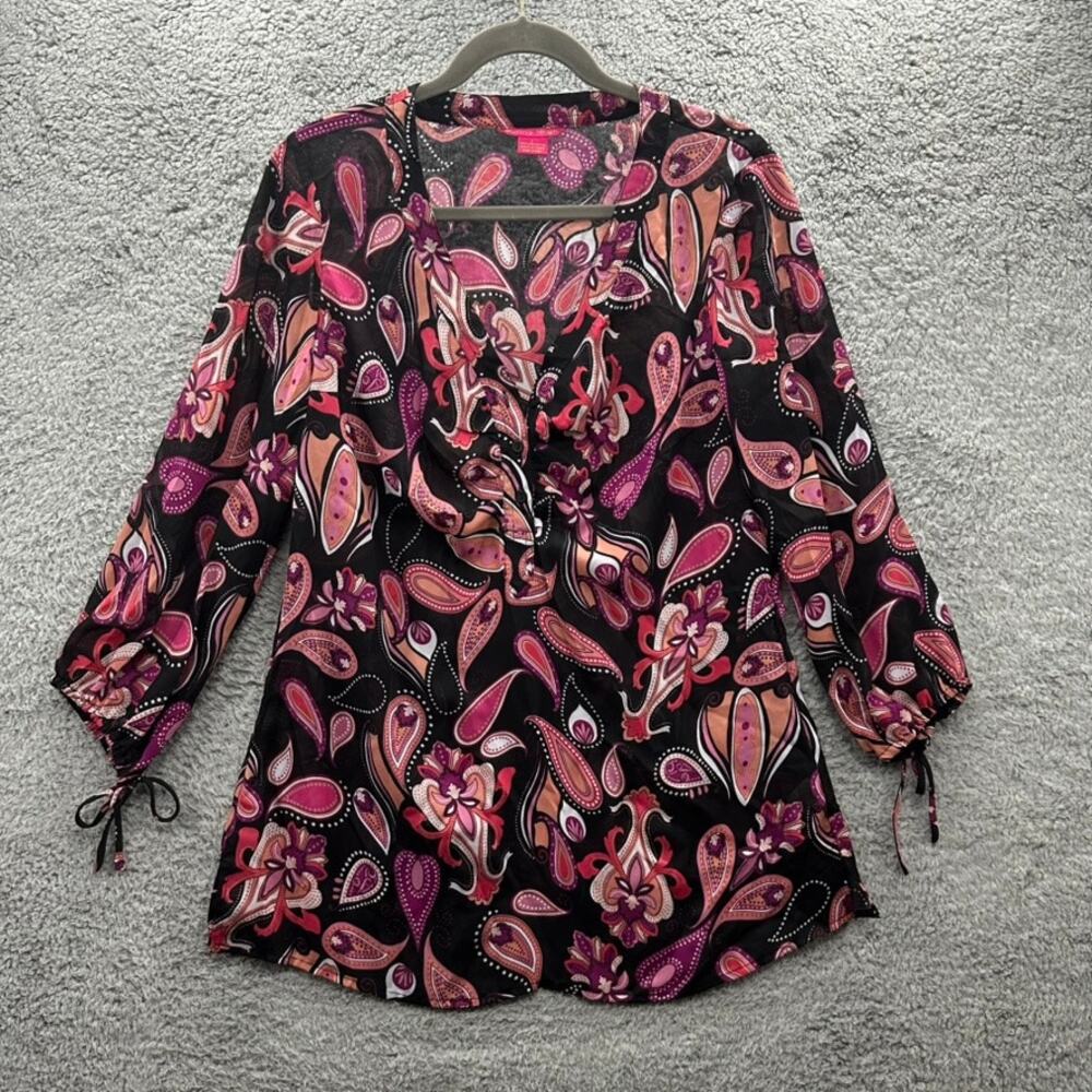 Sunny Leigh Size‎ Large Sheer Long Sleeve Blouse